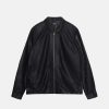 STÜSSY ZIP SHIRT PERFORATED LEATHER BLACK LONGSLEEVE