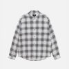 STÜSSY MATTHEW SHIRT LG PRINTED PLAID BROWN LONGSLEEVE