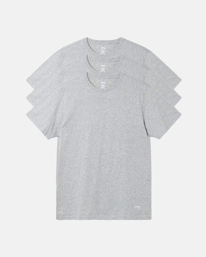 STÜSSY STÜSSY UNDERSHIRTS 3 PACK GREY HEATHER SHORTSLEEVE