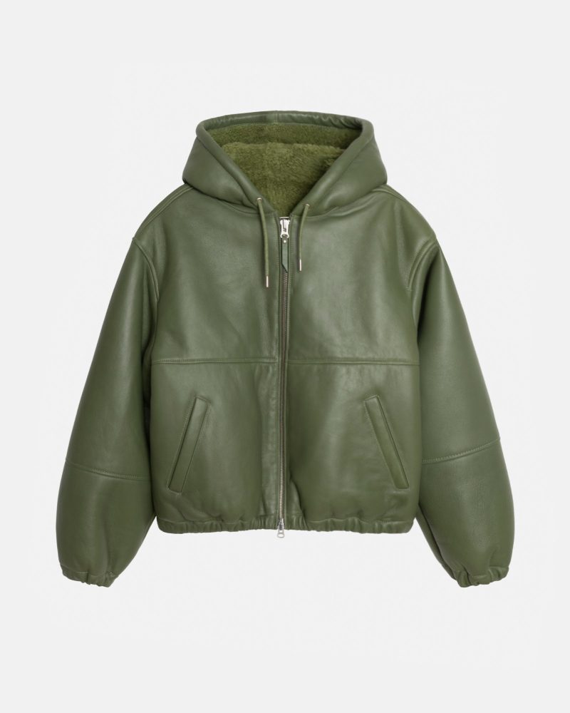 STÜSSY WORK JACKET SHEARLING GREEN OUTERWEAR