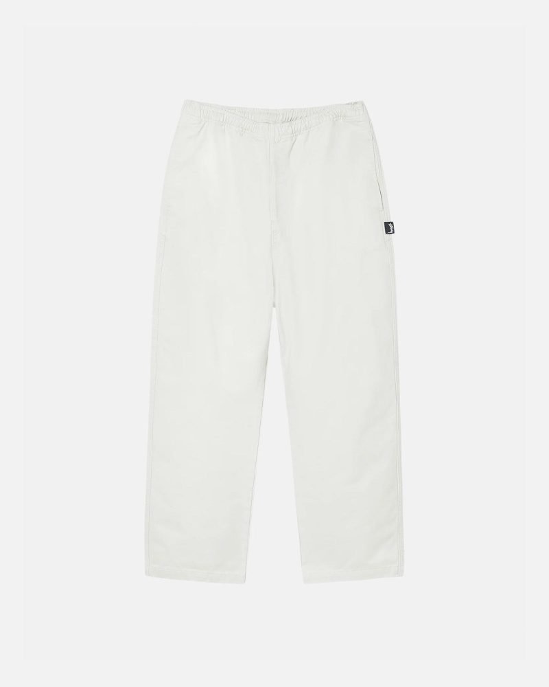 STÜSSY BEACH PANT BRUSHED COTTON BONE PANTS | hero:main:collection:new-arrivals,pants,all,bottoms