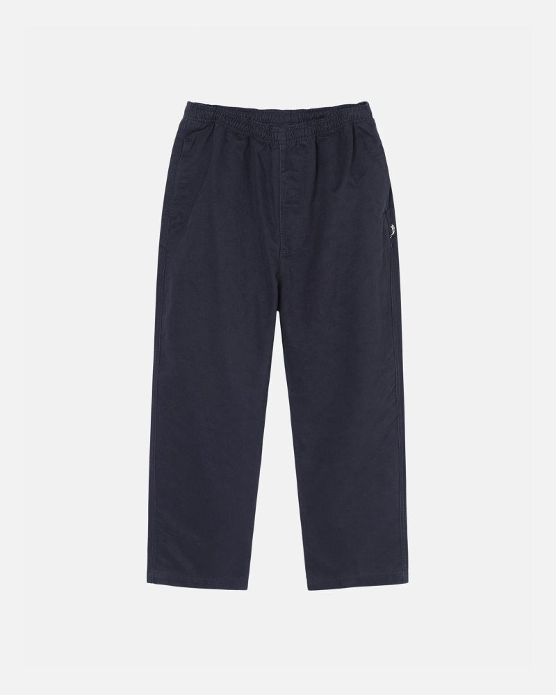 STÜSSY BEACH PANT BRUSHED COTTON NAVY PANTS | hero:main:collection:new-arrivals,pants,all,bottoms