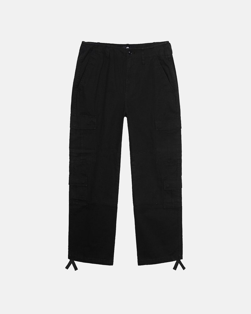 STÜSSY SURPLUS CARGO RIPSTOP BLACK PANTS