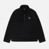 POLAR FLEECE HALF ZIP MOCK NECK BLACK SWEATS