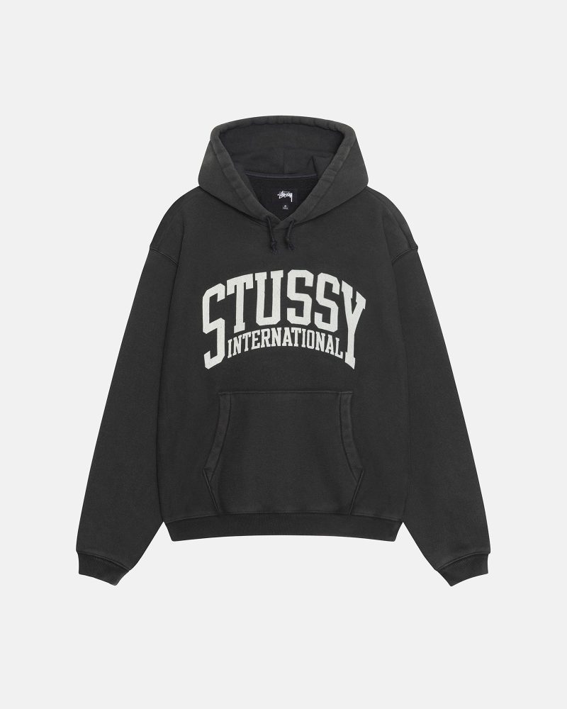 STÜSSY RELAXED HOODIE INTERNATIONAL WASHED BLACK SWEATS