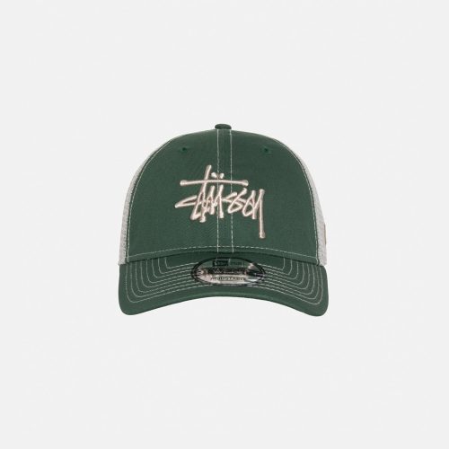 STÜSSY NEW ERA 9TWENTY BASIC TRUCKER GREEN HEADWEAR