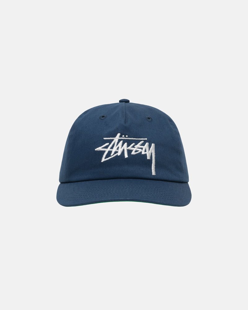 STÜSSY MID-DEPTH BIG STOCK SNAPBACK NAVY HEADWEAR