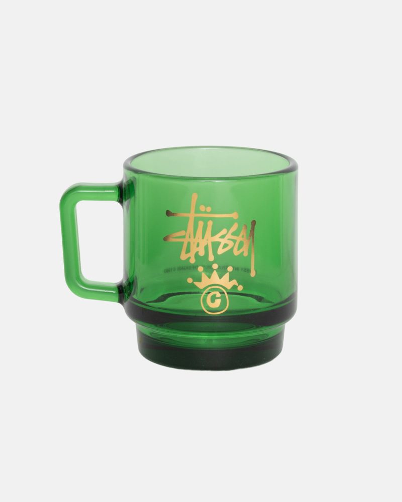 STOCK CROWN LOGO GLASS MUG GREEN ACCESSORY