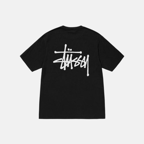 STÜSSY BASIC STÜSSY TEE PIGMENT DYED BLACK SHORTSLEEVE