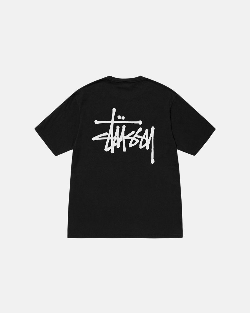 STÜSSY BASIC STÜSSY TEE PIGMENT DYED BLACK SHORTSLEEVE