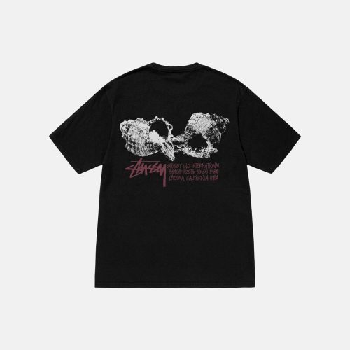 STÜSSY SHELLS TEE PIGMENT DYED BLACK SHORTSLEEVE