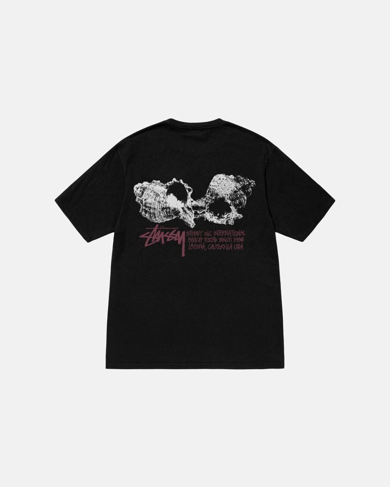 STÜSSY SHELLS TEE PIGMENT DYED BLACK SHORTSLEEVE