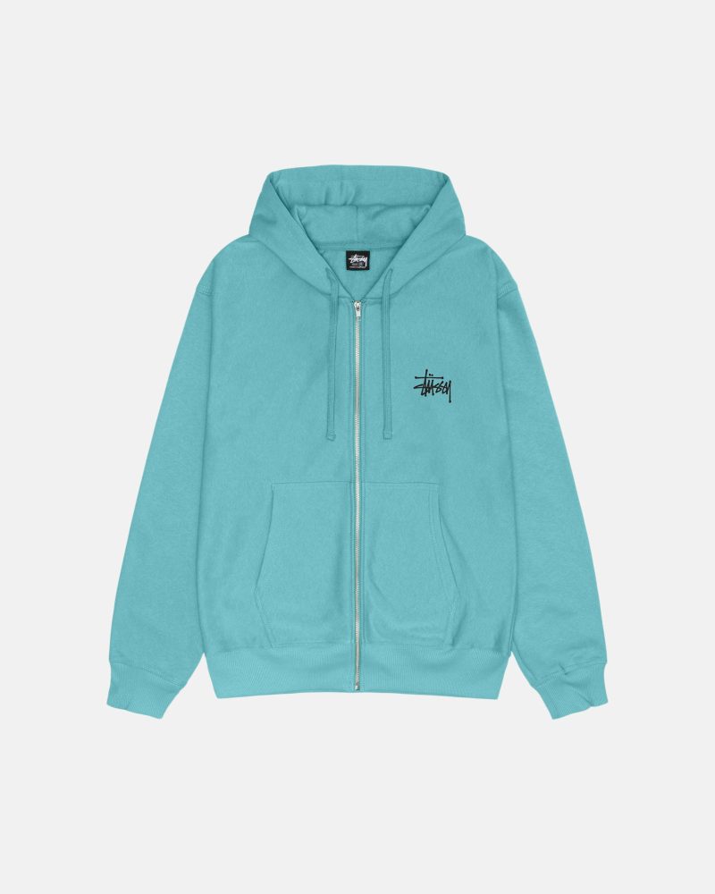 STÜSSY BASIC STÜSSY ZIP HOODIE OCEAN SWEATS